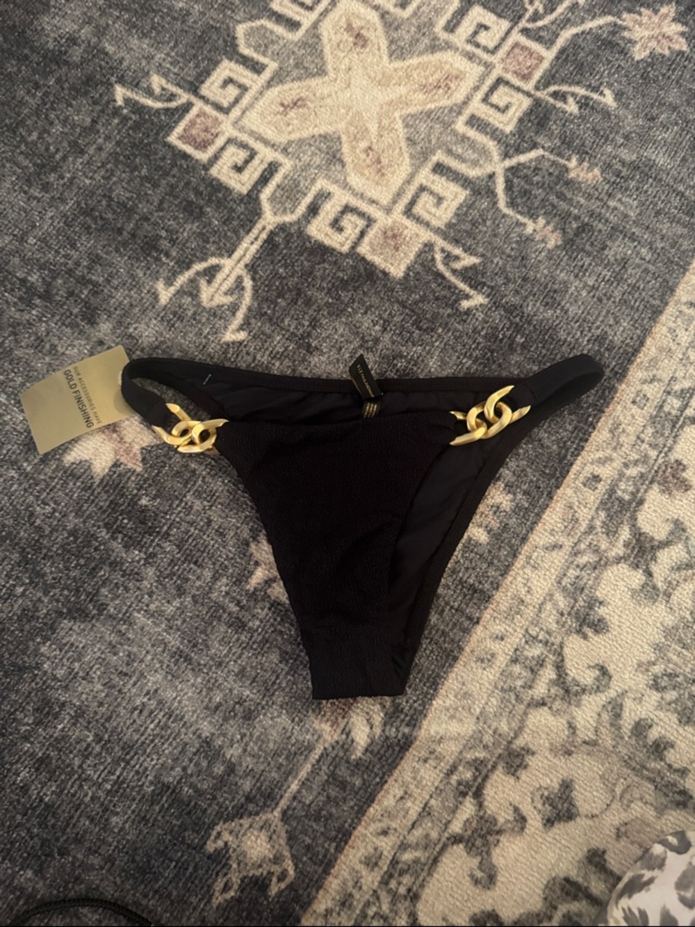 ViX Paulahermany Black Bikini Bottoms with gold hardware